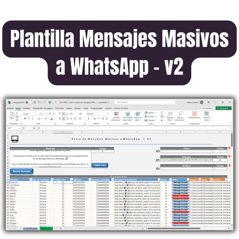 Envío de MENSAJES MASIVOS a WHATSAPP (Versión 2 completa)